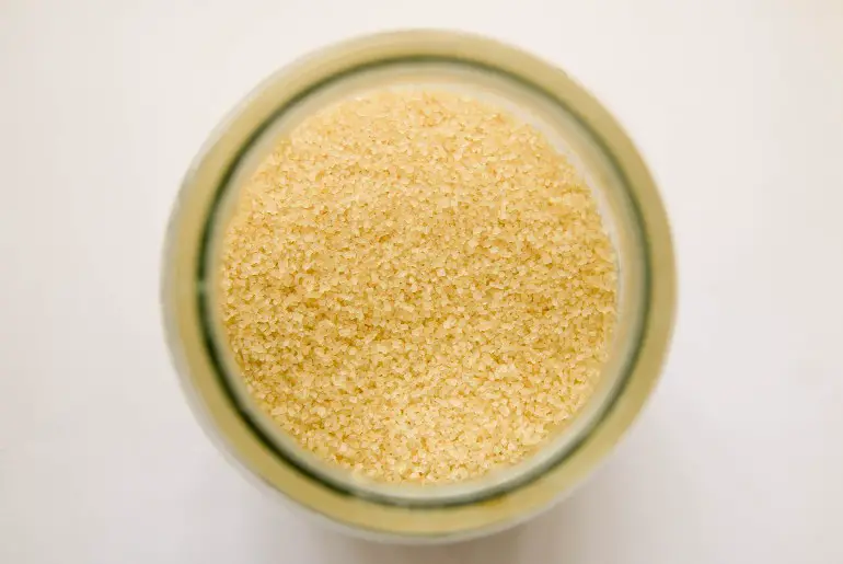 Dish of golden sugar
