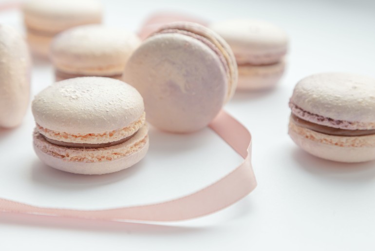 pink meringues on a white background