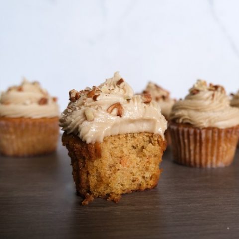 sweet potato cupcake with bite taken out