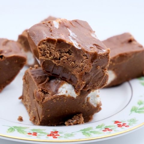 pieces of fudge arranged on a plate