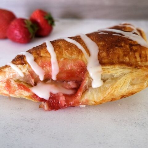 strawberry turnover on marble countertop